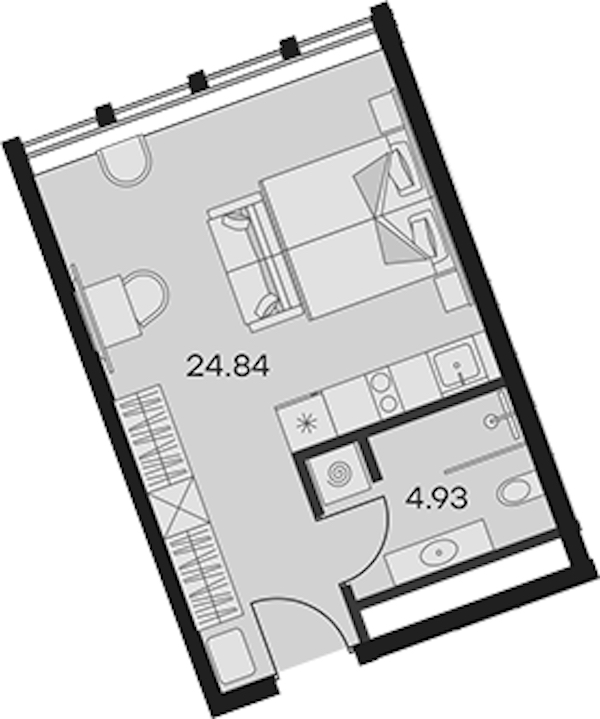 Квартира студия 29.77 м², 14/15 эт., Апарт-отель «Апарт-отель 25-7 Заневский»